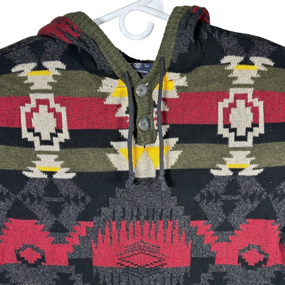 American Eagle Outfitters Aztec Hoodie Sweater Mens‎ Size Large Button Neck